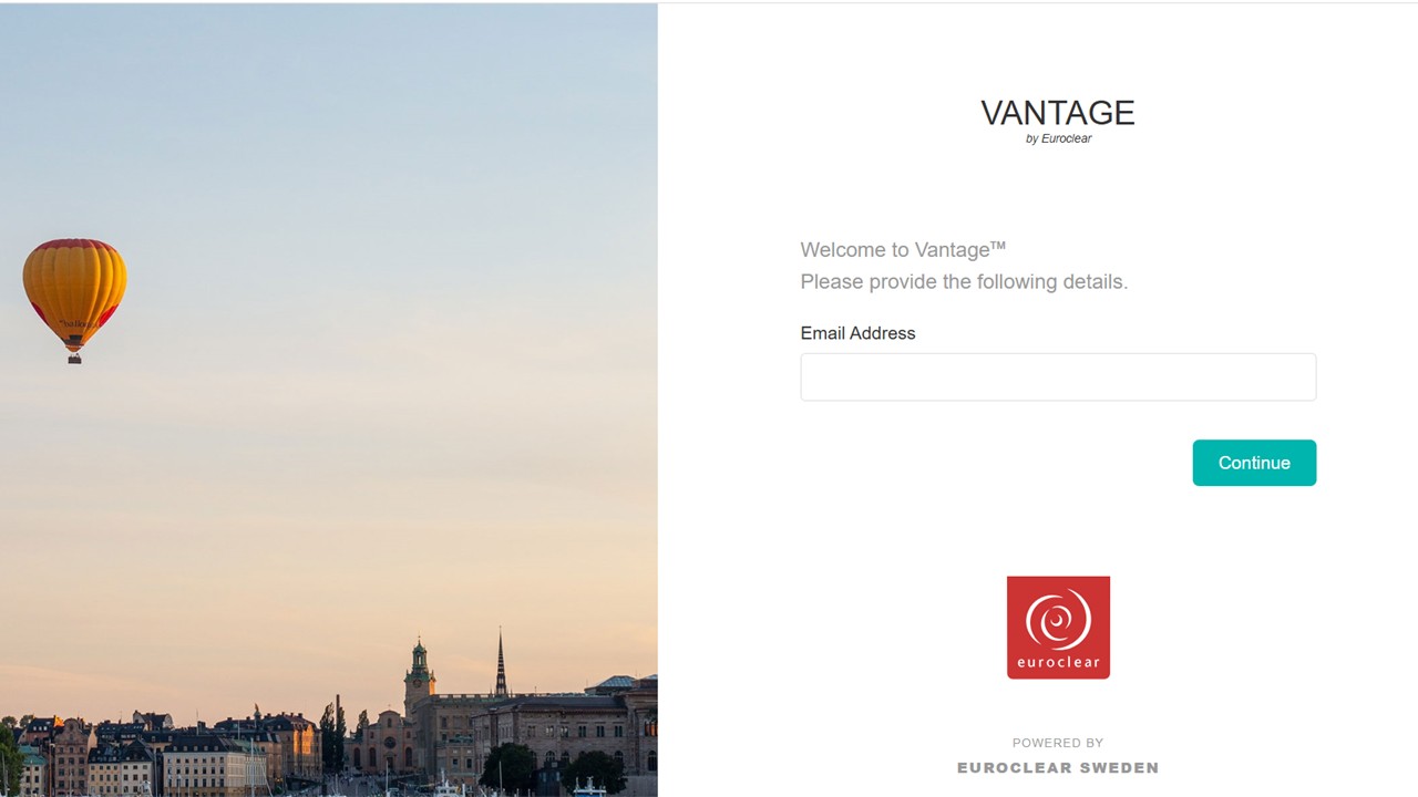 Log in to Vantage by Euroclear