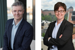Anders Löfgren, affärsutvecklingschef på Euroclear Sweden, och Helena Hillström, VD Didner & Gerge.